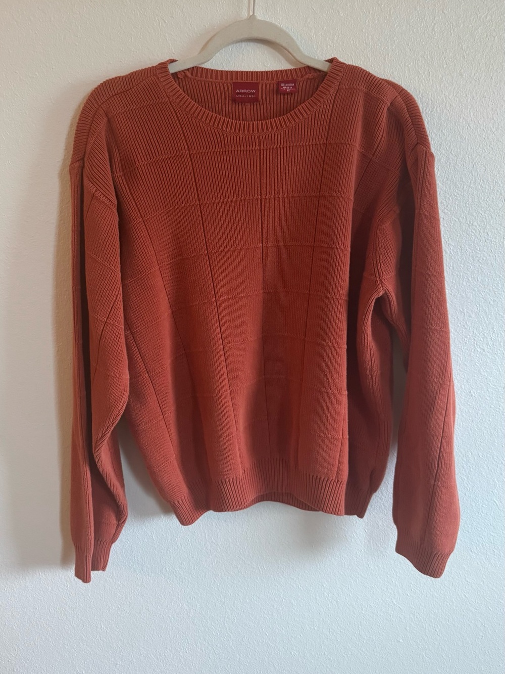 Vintage Arrow Men’s Rust Orange Crewneck Sweater